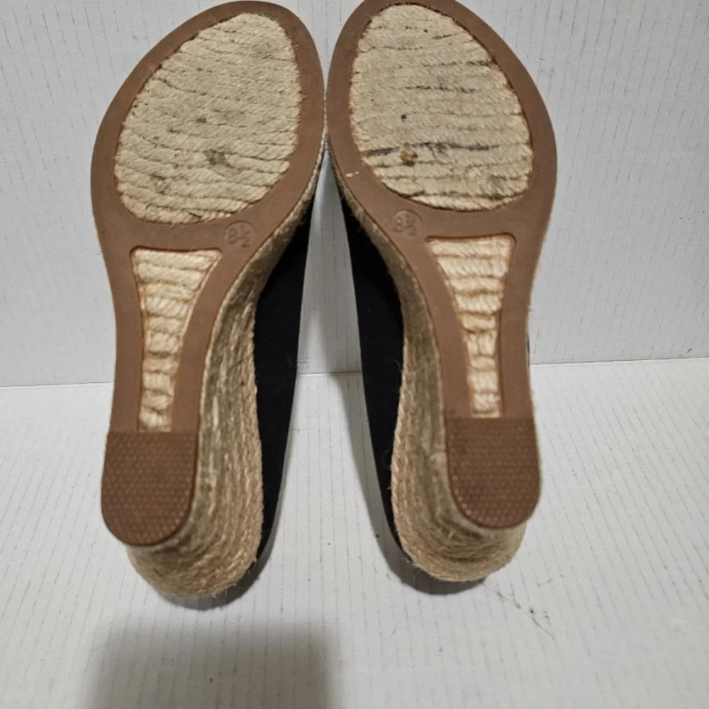 J.Crew Seville Black Espadrille Wedges Shoes Sz 8 1 / 2 Fall Preppy Minimalist